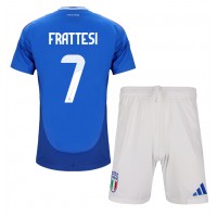 Echipament fotbal Italia Davide Frattesi #7 Tricou Acasa European 2024 pentru copii maneca scurta (+ Pantaloni scurti)